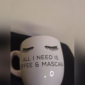 Hallmark White Ceramic Mug "ALL I NEED IS COFFEE & MASCARA"